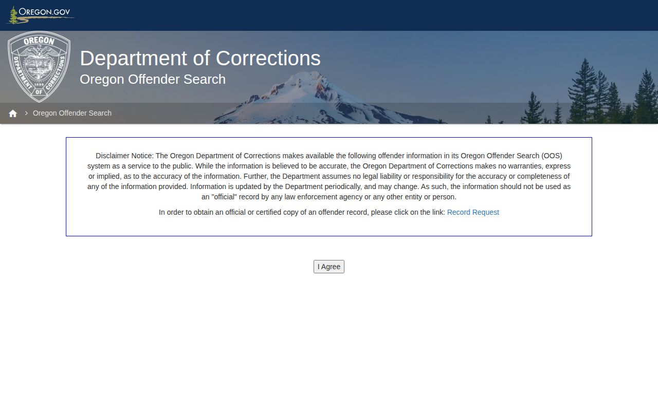 Oregon DOC offender search for Grant County state custody records